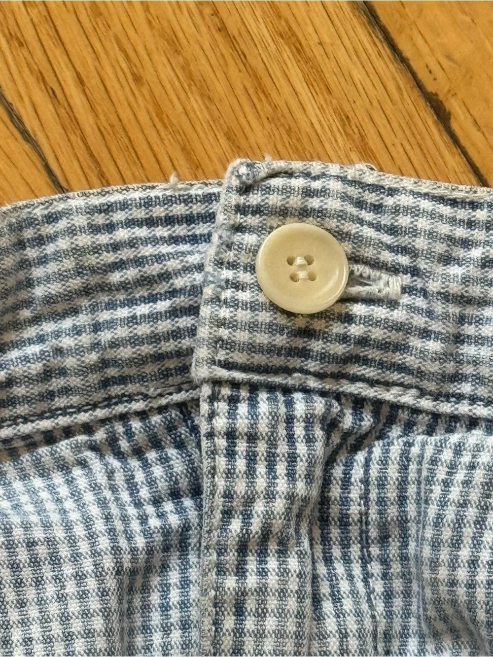 Gloria Vanderbilt Light Blue Micro-Check High Waist Shorts - Seersucker Style